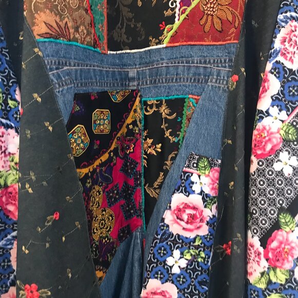 Denim duster/maxi coat Amber studios women's M Art to wear boho hippie fairy - Picture 6 of 12
